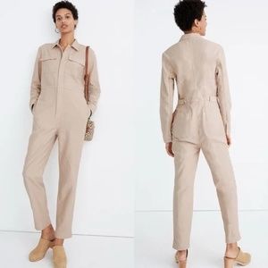 Madewell Tan Cotton Garment-Dyed Zip-Front Coverall Jumpsuit Petite XS